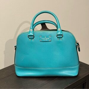 kate spade New York Teal Leather Satchel W/ Crossbody Strap